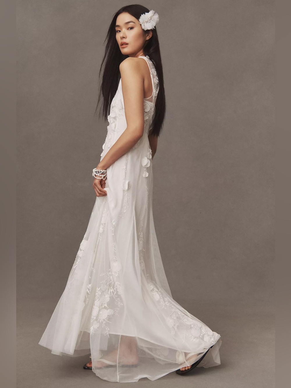 BHLDN Calla Sleeveless Tulle Floral Appliqué Maxi Dress - Picture 9 of 15
